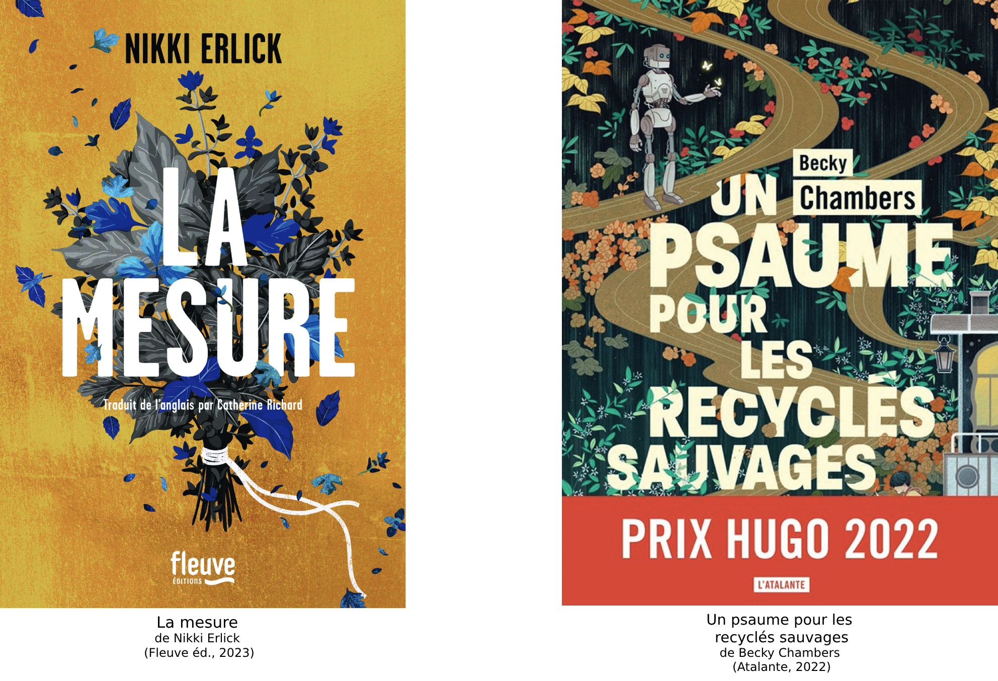 Couvertures des livres présentés: La Mesure et Un psaume pour les recyclés sauvages